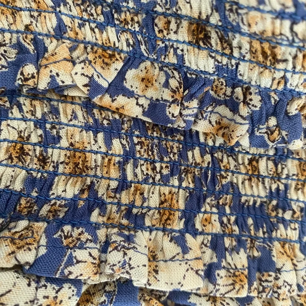 Patrons of Peace Blue Floral Wide Leg Pants Boho Smocked Waist Size L - Picture 6 of 9